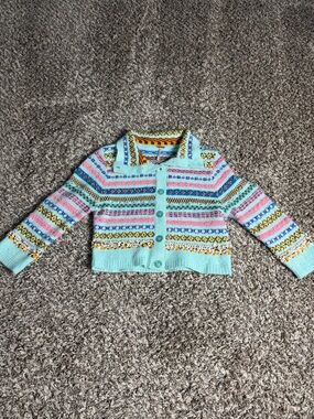 Free People Mint Multicolor Fair Isle Cropped Cardigan
